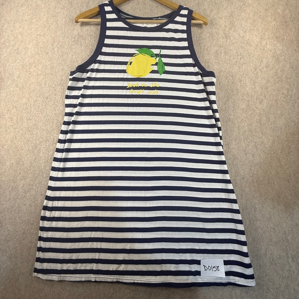 Kate Spade Lemon Striped Sleep Dress Navy White M Look On The Bright Side